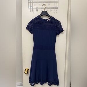 Michael Kors Navy Short Sleeve Knee Length Dress